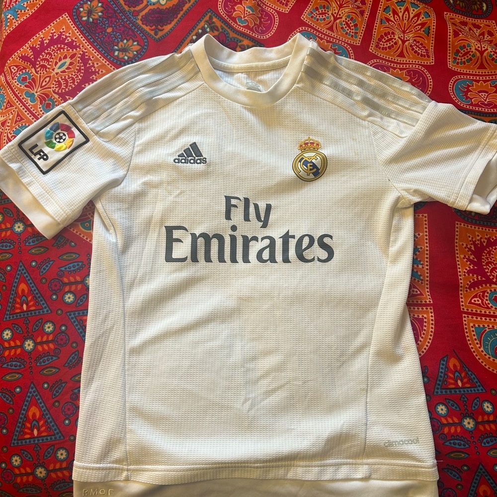 adidas White Real Madrid Kids Jersey with Gray Accents